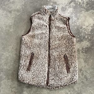 THREAD & SUPPLY Arctic Fleece Full Zip Vest Brown And Tan Womens Size Small